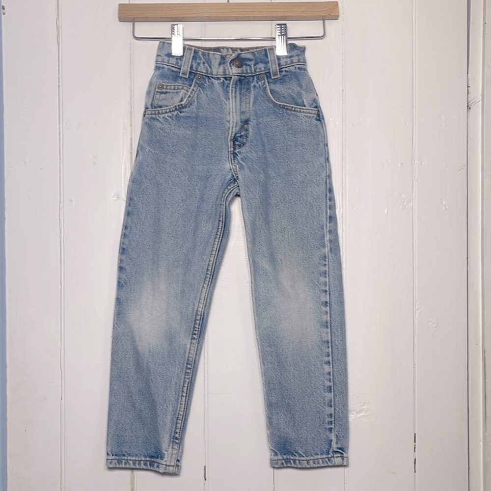 VINTAGE LEVI EUC Paper Tag Orange Label 100% Cotton Blue Jeans